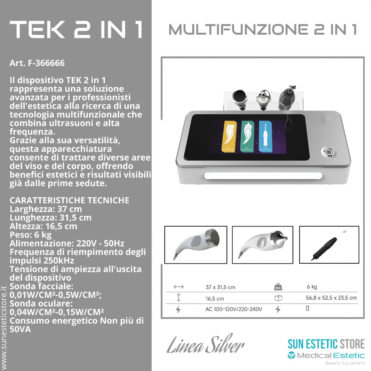 Tek 2 in 1 Apparecchiatura estetica multifunzione per Ultrasuoni e alta Frequenza