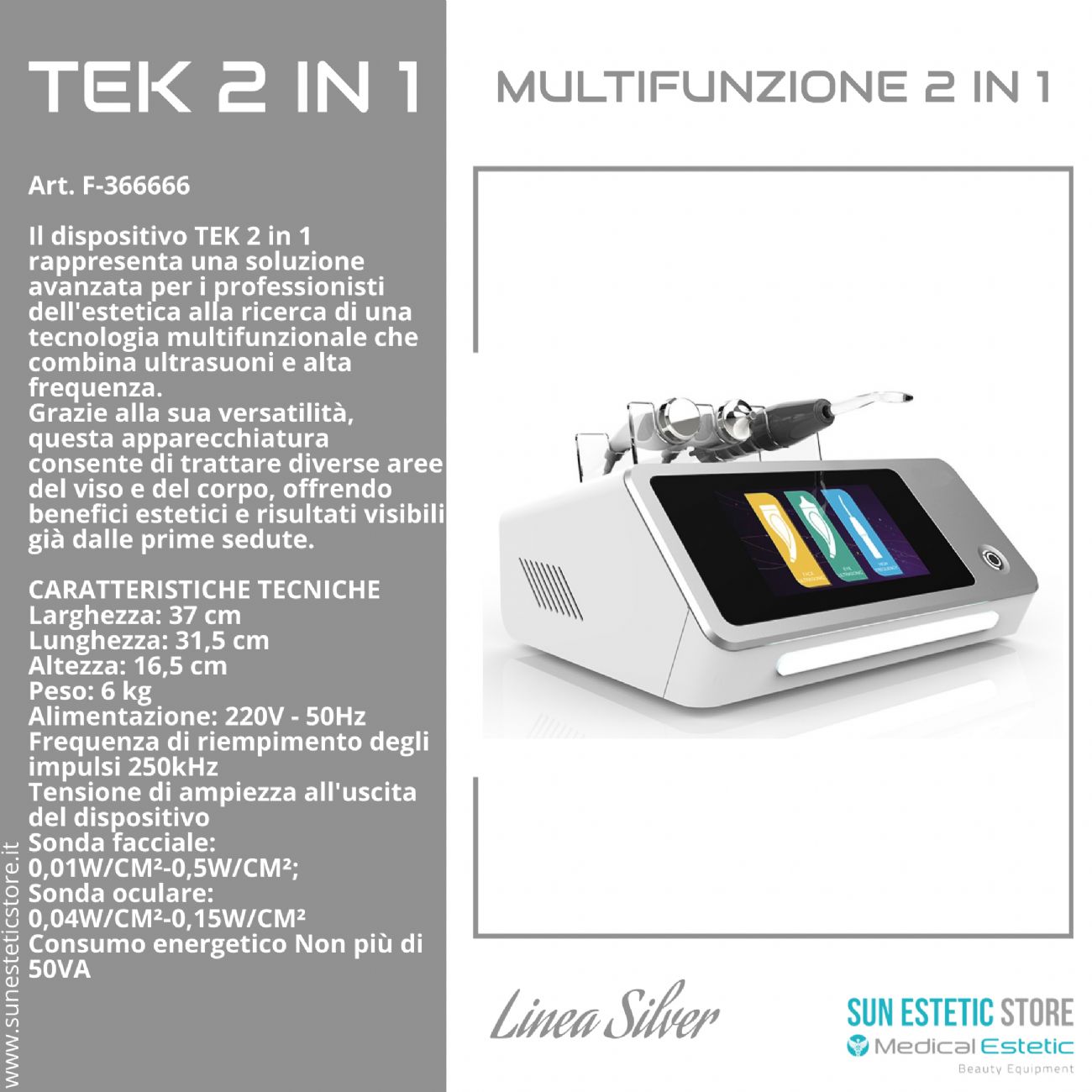 Tek 2 in 1 Apparecchiatura estetica multifunzione per Ultrasuoni e alta Frequenza