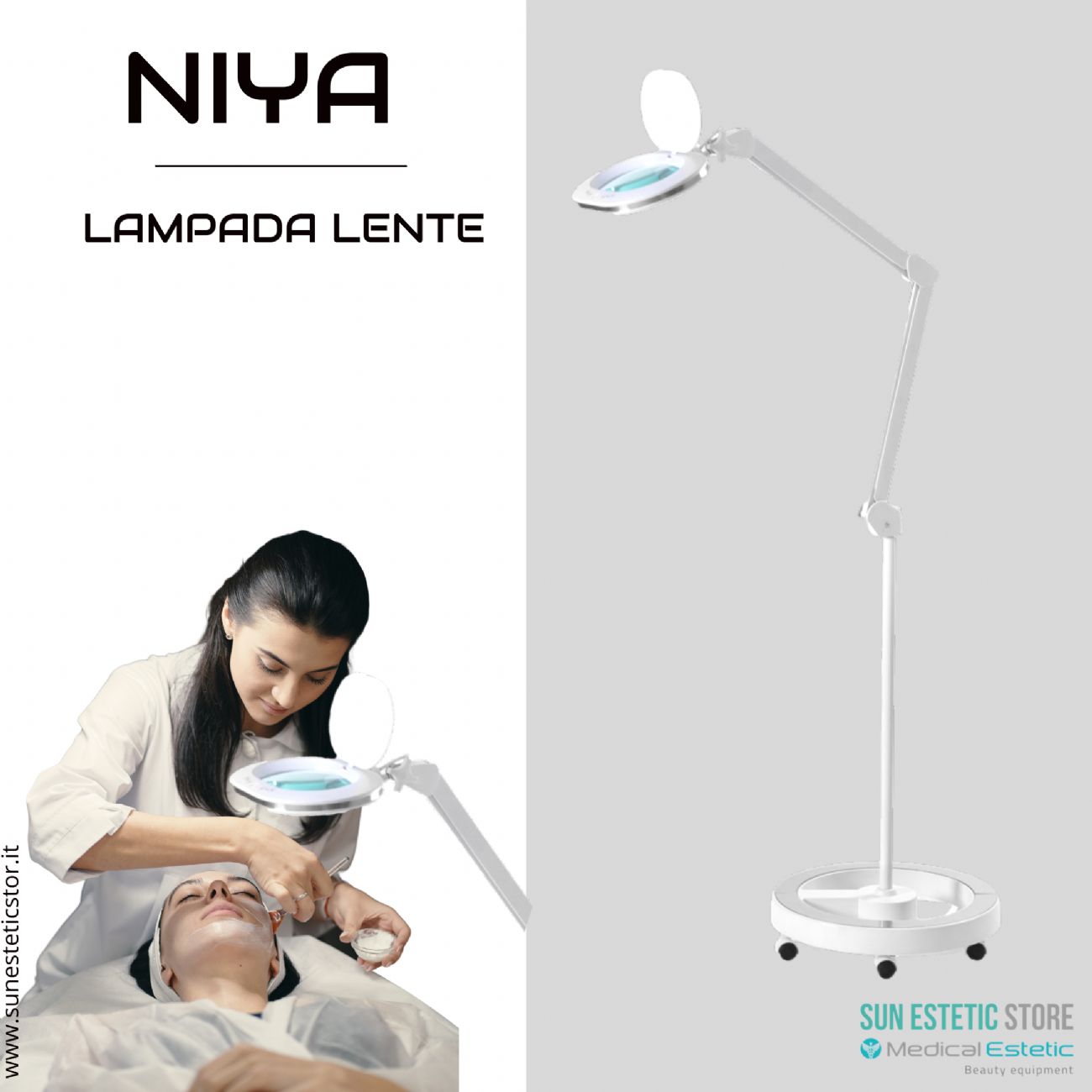 Niya Lampada lente led 5 diottrie 2 funzioni luce calda e luce fredda con stativo per estetica