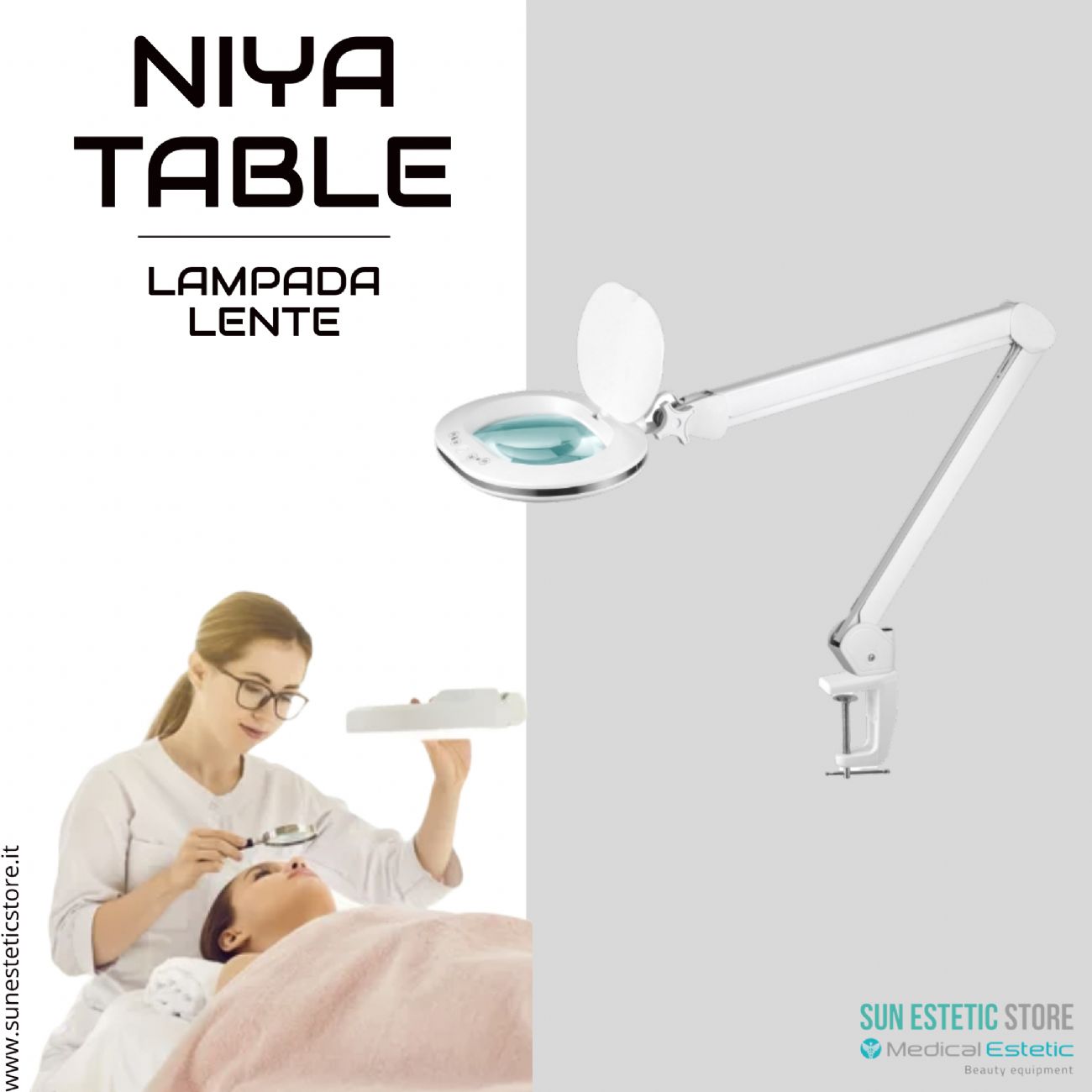 Niya Table Lampada lente led 5 diottrie da tavolo 2 funzioni luce calda e luce fredda  per estetica