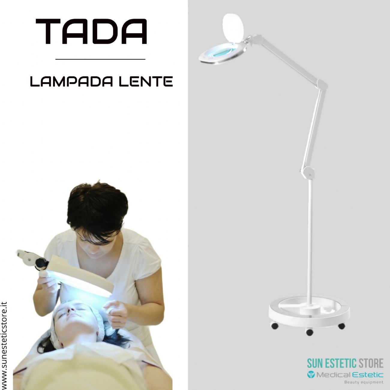 Tada lampada lente 5 diottrie 2 funzione luce fredda e luce UV con stativo