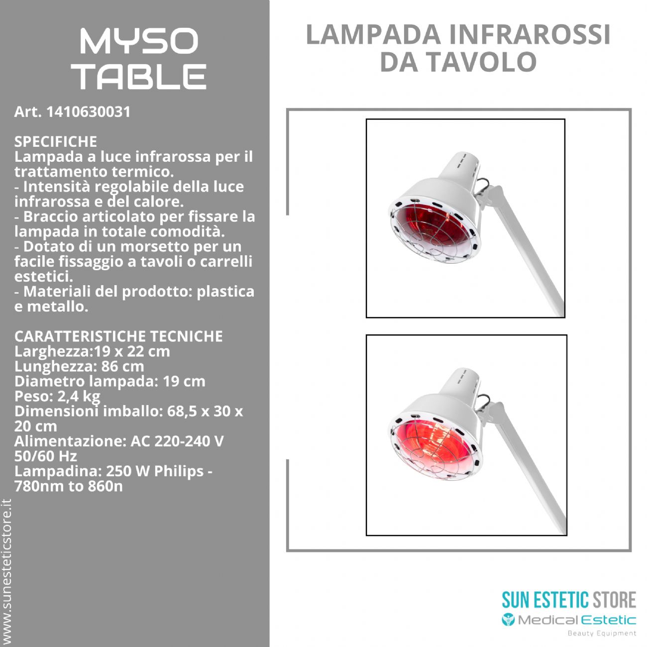 Myso lampada infrarossi da tavolo