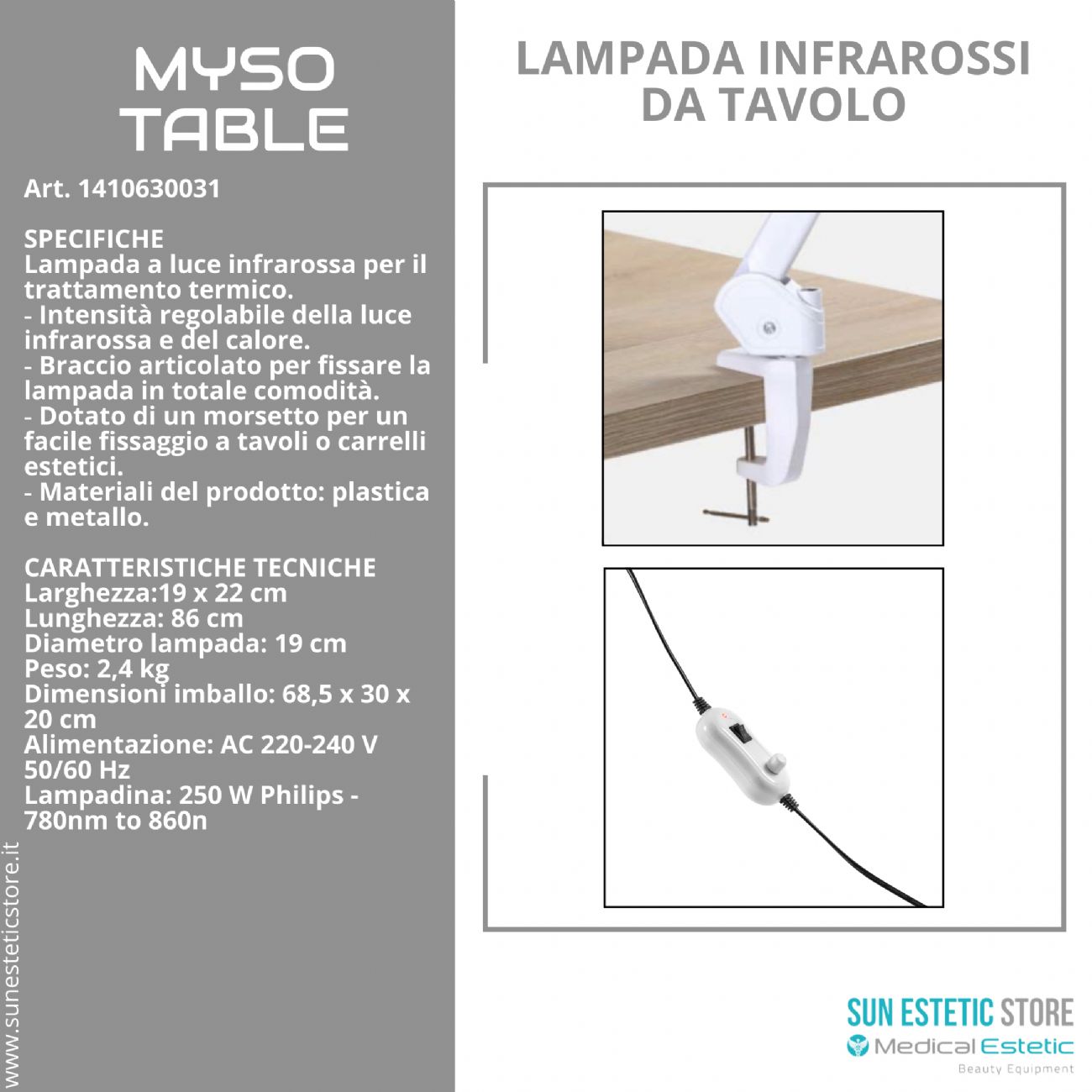 Myso lampada infrarossi da tavolo