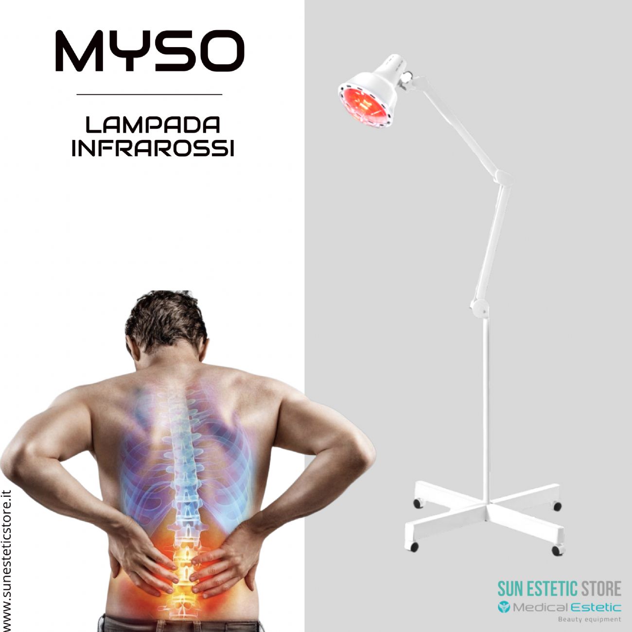 Myso lampada infrarossi con stativo per terapia del calore