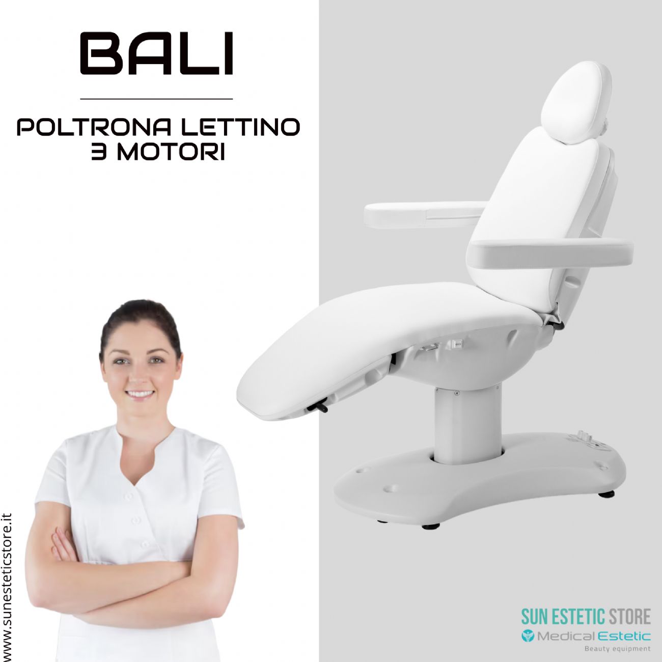 Bali poltrona lettino elettrica tre motori per estetica Spa