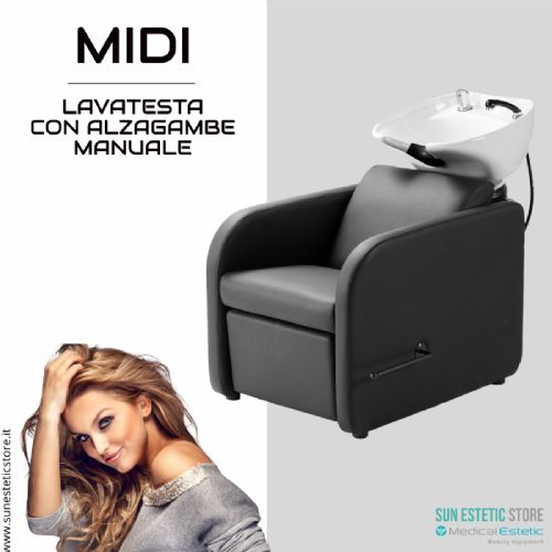 Midi poltrona lavatesta con alza gambe manuale