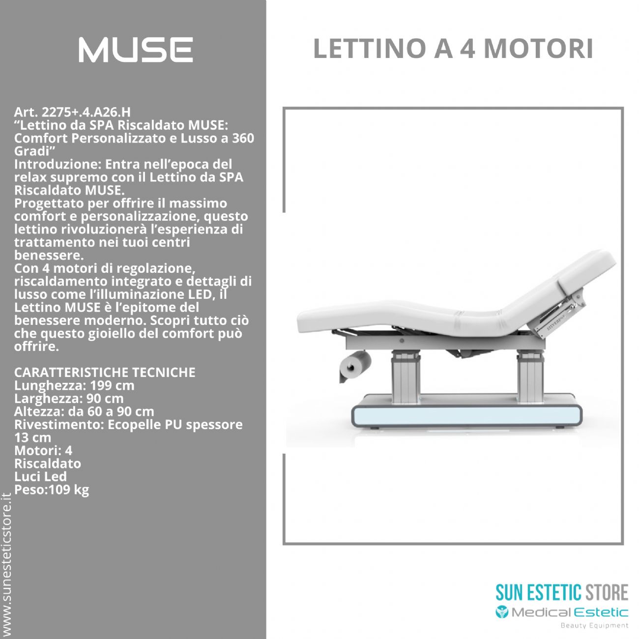 Muse lettino massaggio Spa 4 motori wellness estetica spa