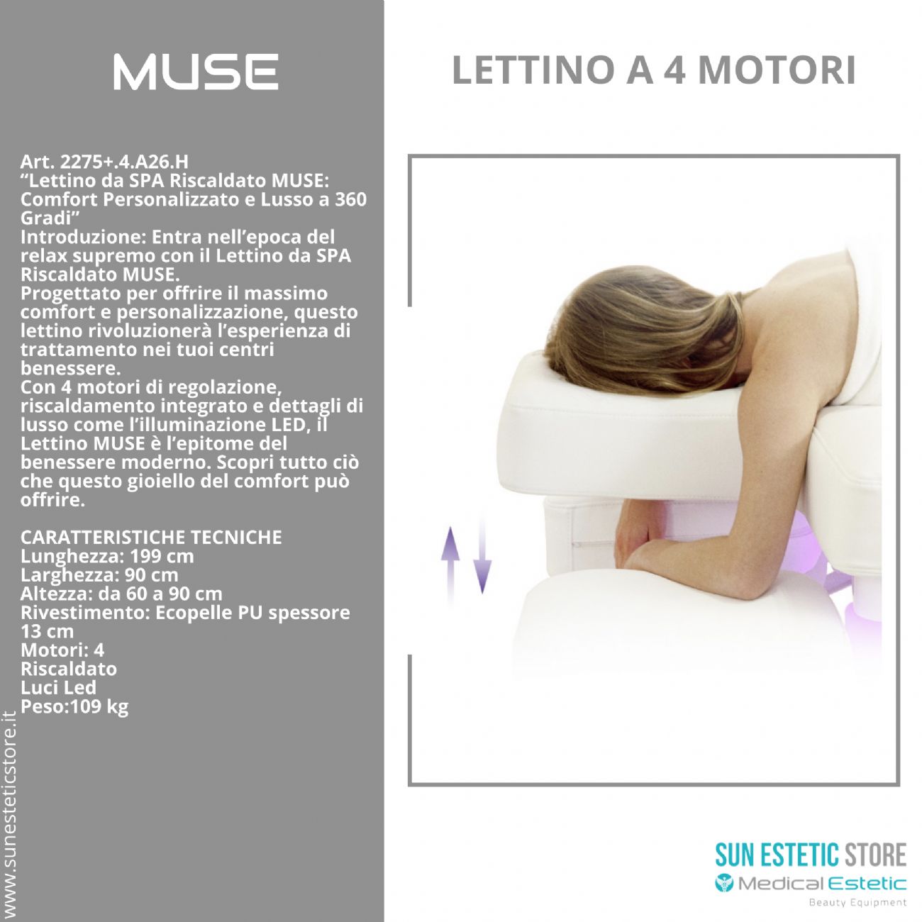 Muse lettino massaggio Spa 4 motori wellness estetica spa