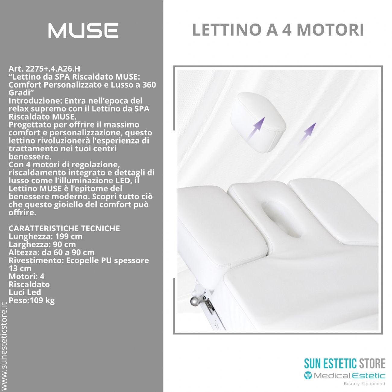 Muse lettino massaggio Spa 4 motori wellness estetica spa