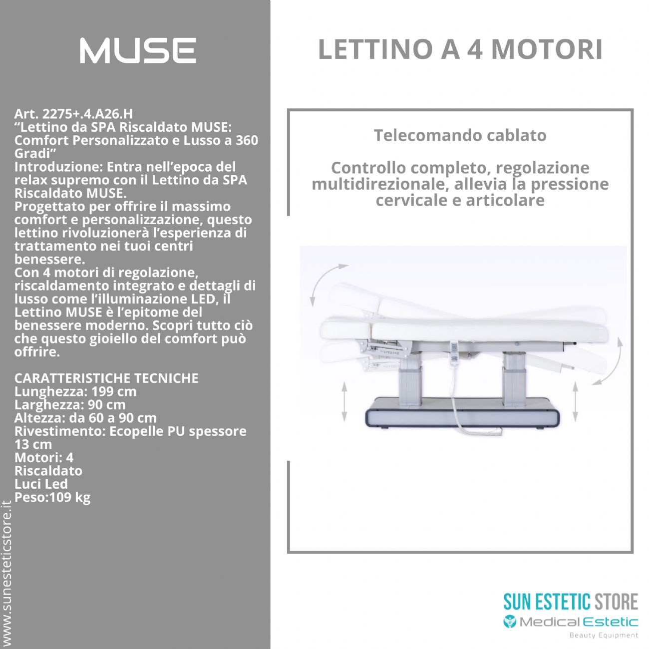 Muse lettino massaggio Spa 4 motori wellness estetica spa