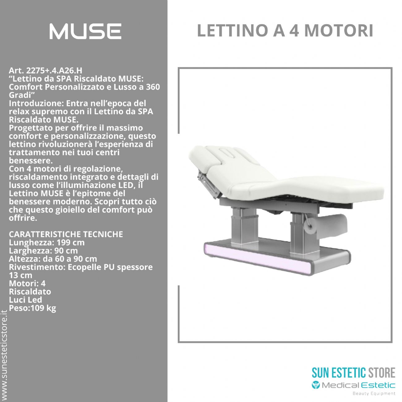 Muse lettino massaggio Spa 4 motori wellness estetica spa