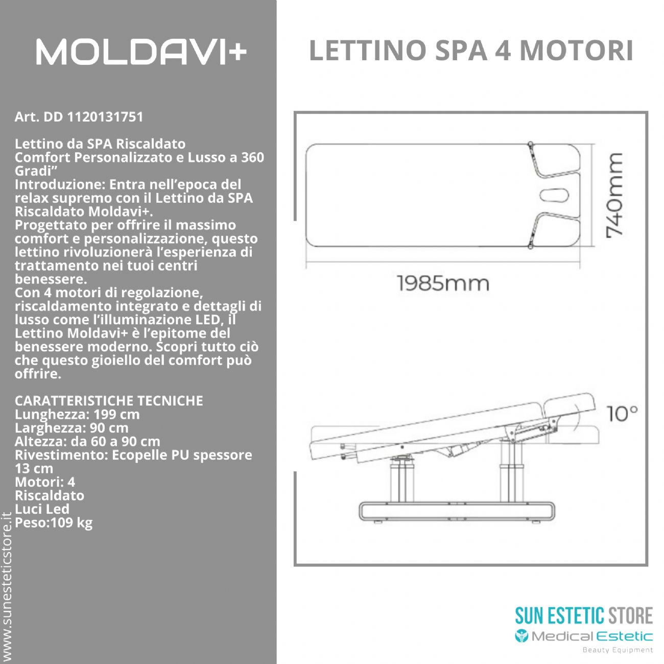 Moldavi+lettino massaggio Spa 4 motori wellness estetica spa