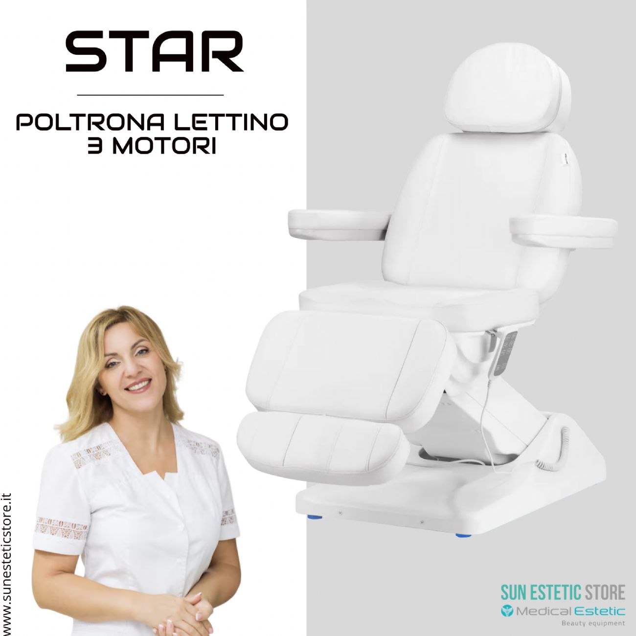 Star poltrona lettino luxury a 3 motori per estetica