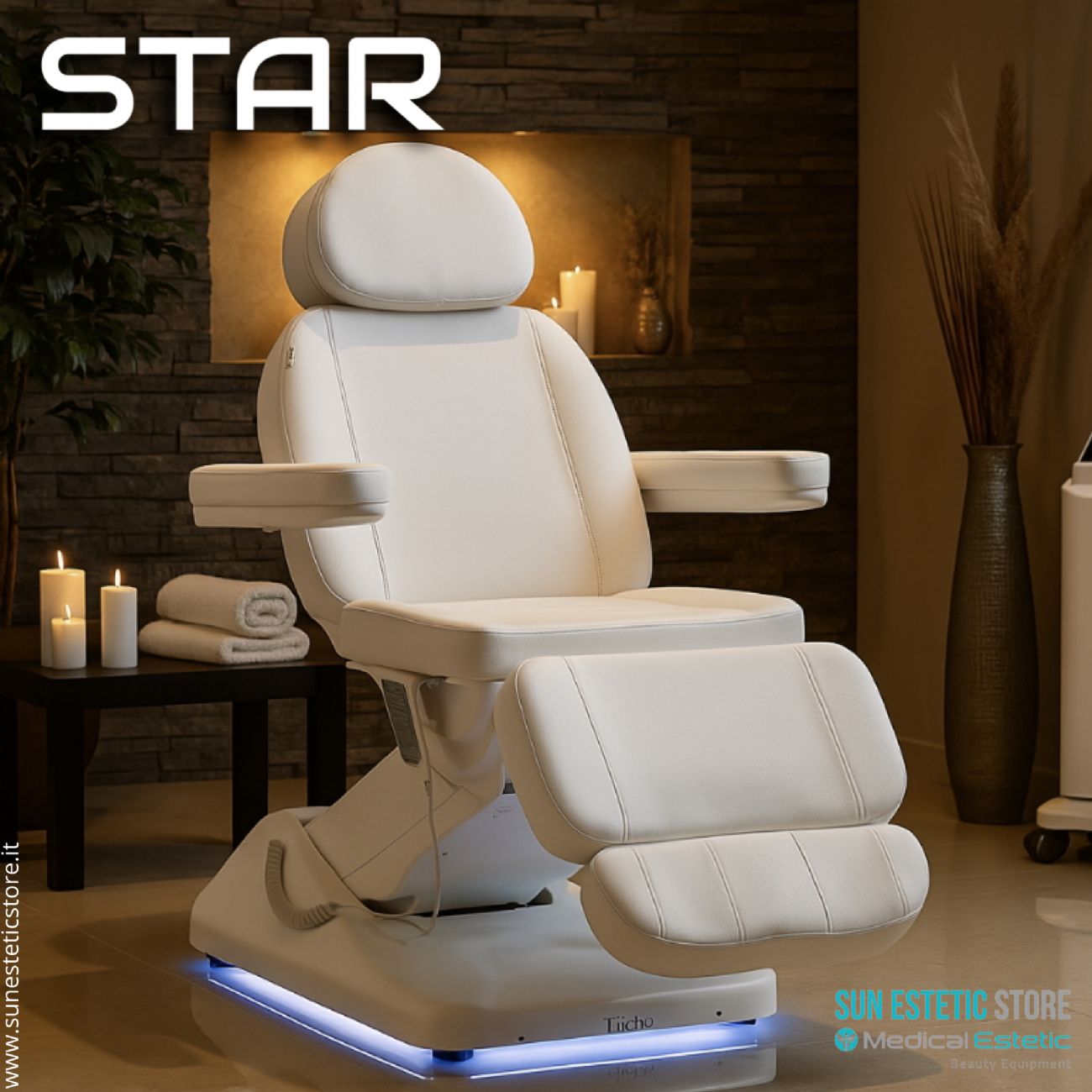 Star poltrona lettino luxury a 3 motori per estetica