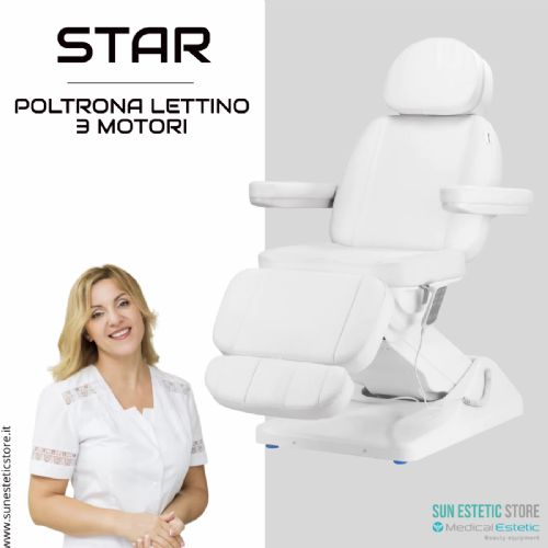 Star poltrona lettino luxury a 3 motori per estetica