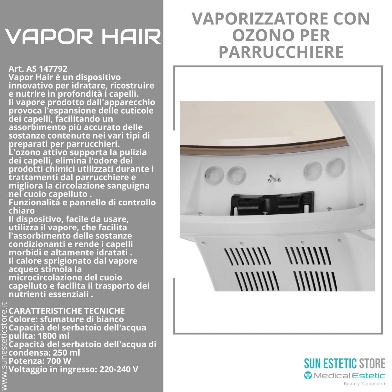 Vapor Hair vaporizzatore per parrucchieri con ozono