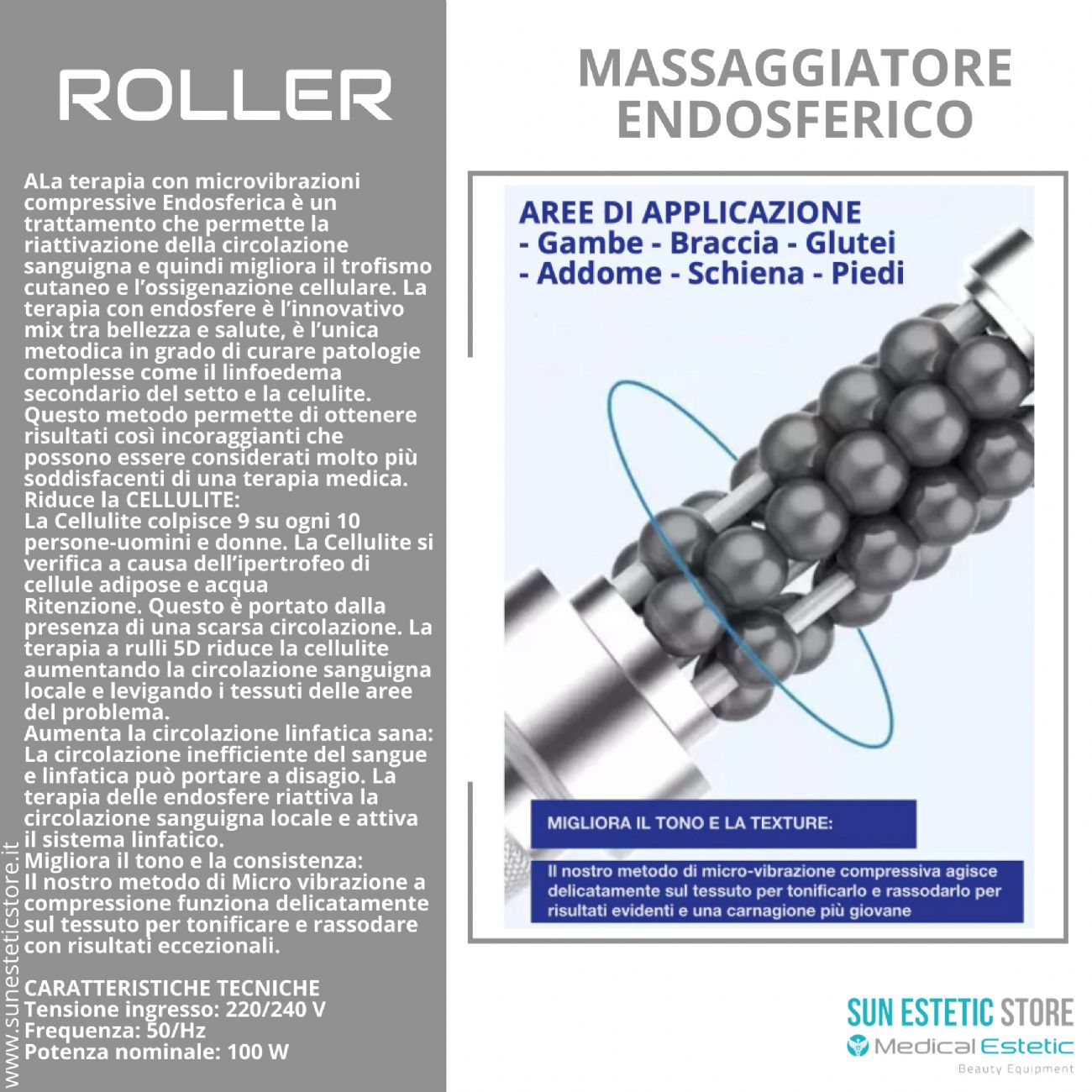 Roller massaggiatore endosferico trattamenti corpo estetica