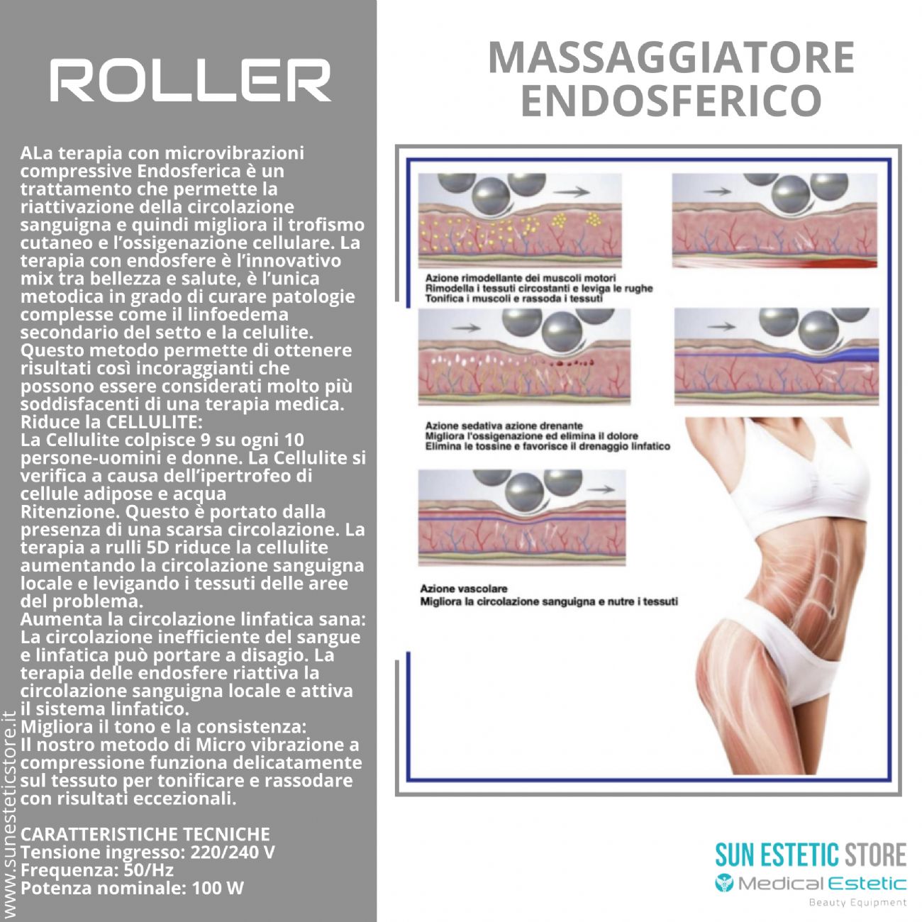 Roller massaggiatore endosferico trattamenti corpo estetica