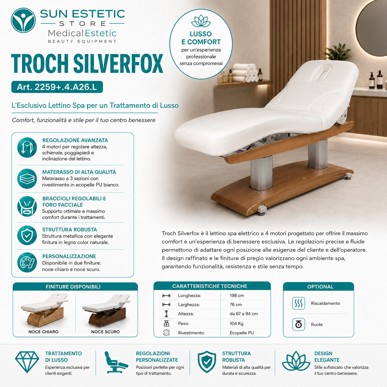 Troch lettino massaggio Spa 4 motori wellness estetica spa benessere