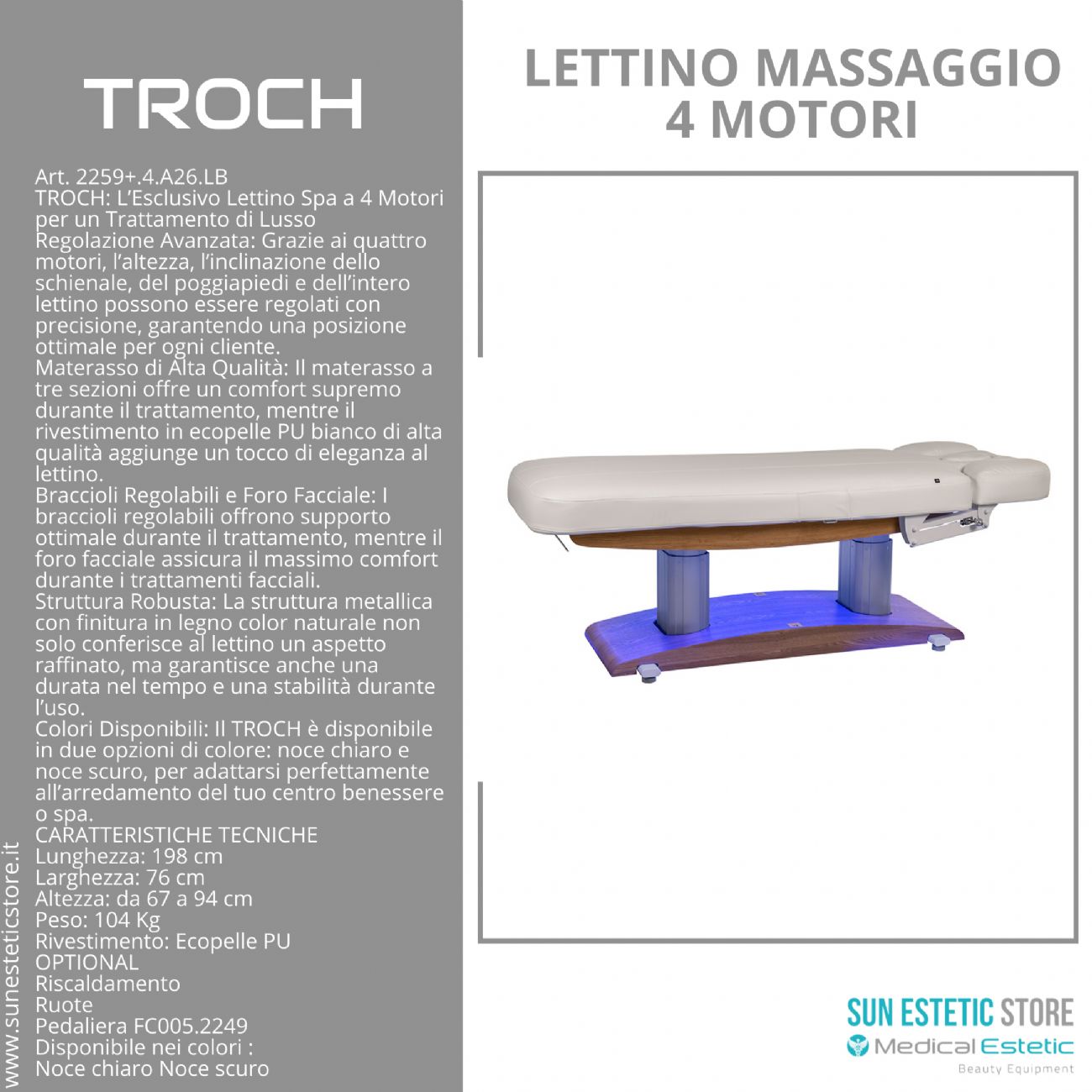 Troch lettino massaggio Spa 4 motori wellness estetica spa benessere