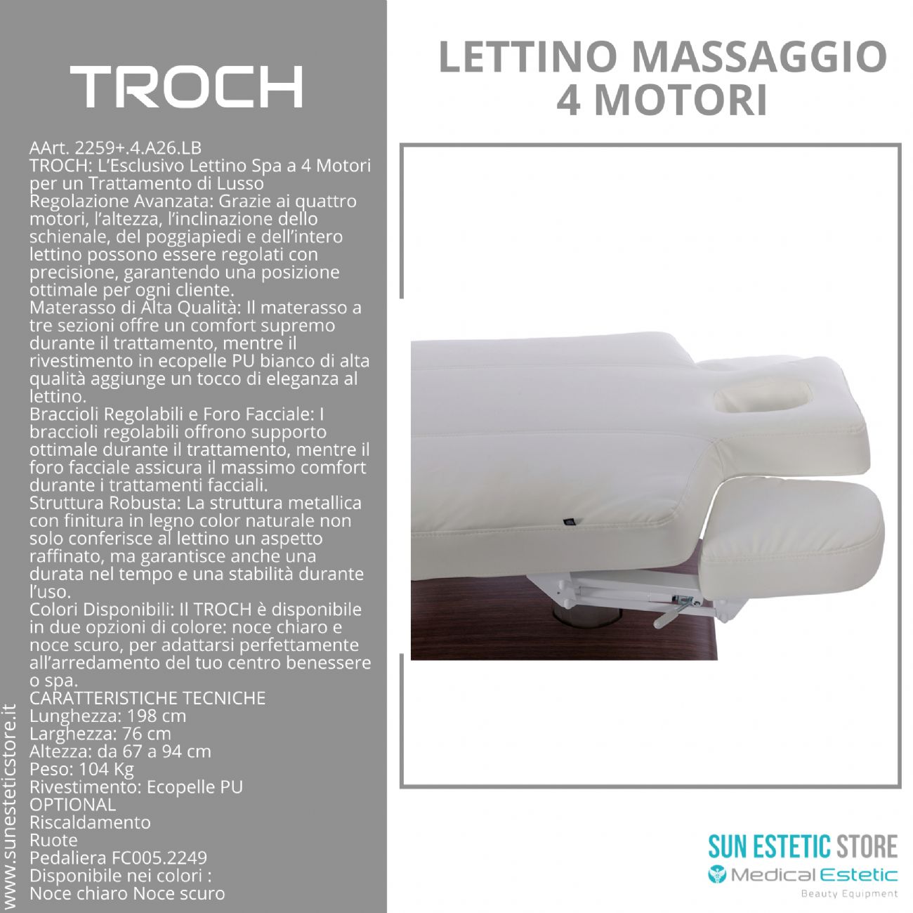 Troch lettino massaggio Spa 4 motori wellness estetica spa benessere