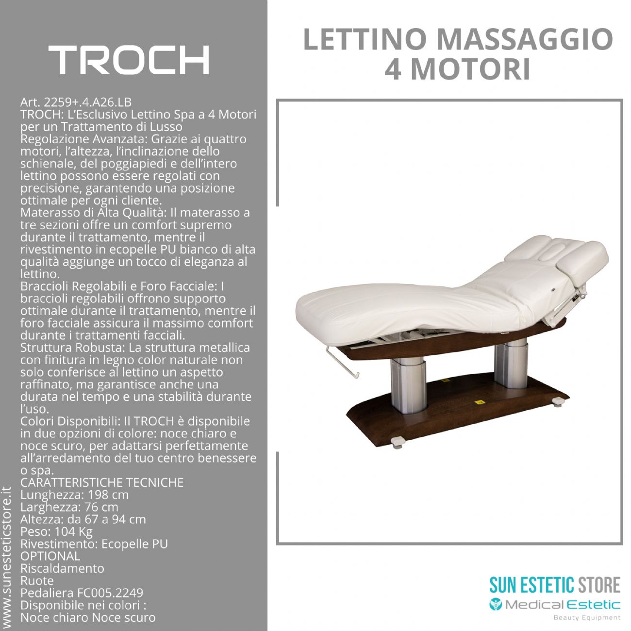 Troch lettino massaggio Spa 4 motori wellness estetica spa benessere