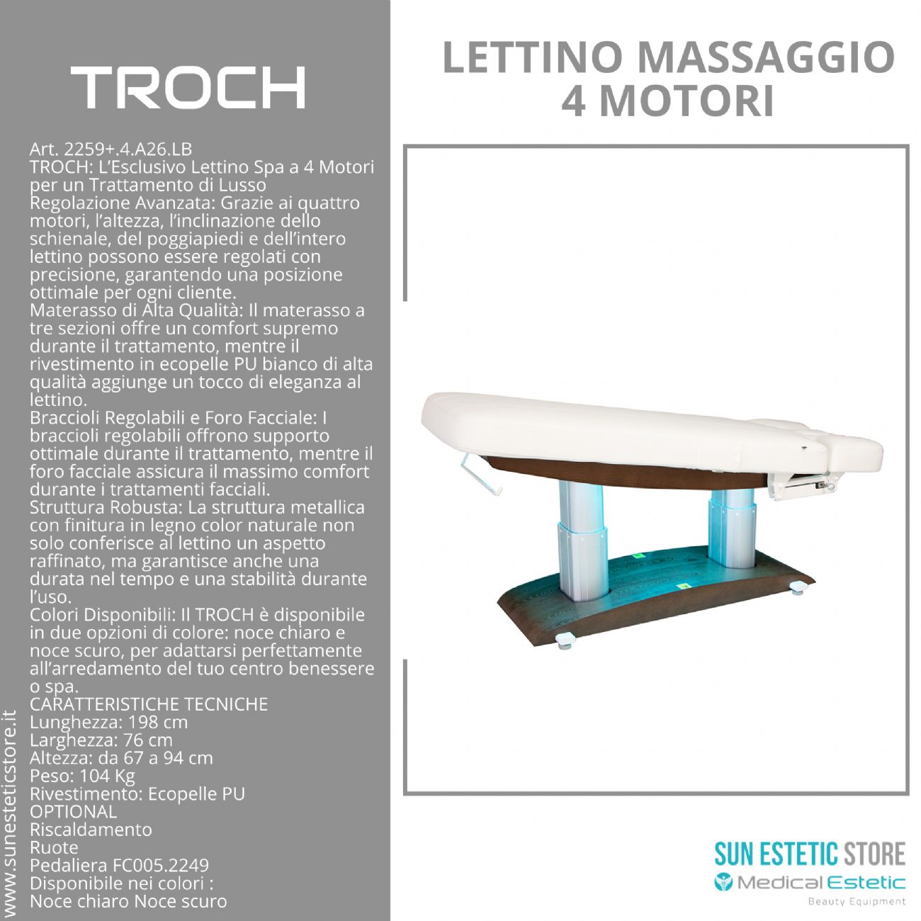 Troch lettino massaggio Spa 4 motori wellness estetica spa benessere