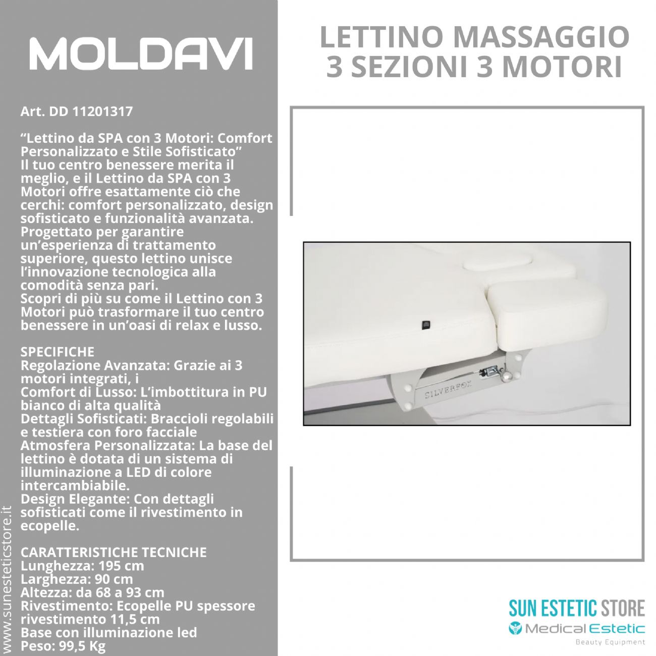 Nush Lettino massaggio elettrico 3 motori bianco arredamento estetica massaggi