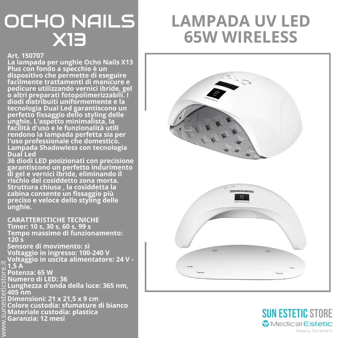 Ocho Nails X13 Lampada UV Led 65W nails