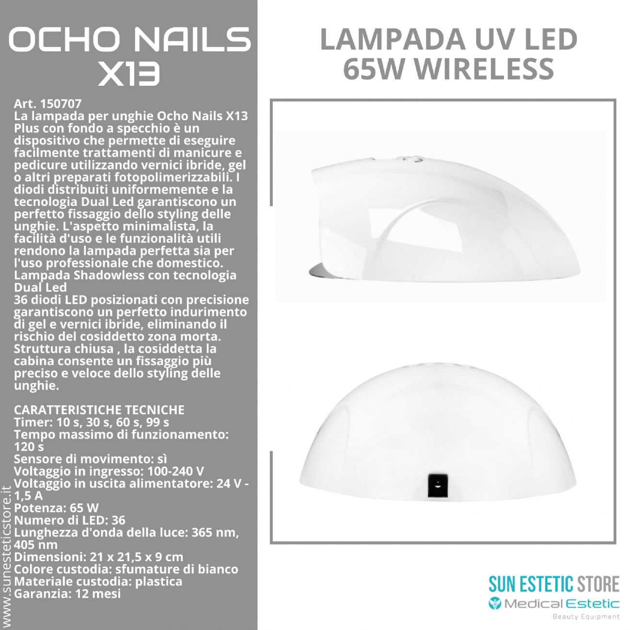 Ocho Nails X13 Lampada UV Led 65W nails