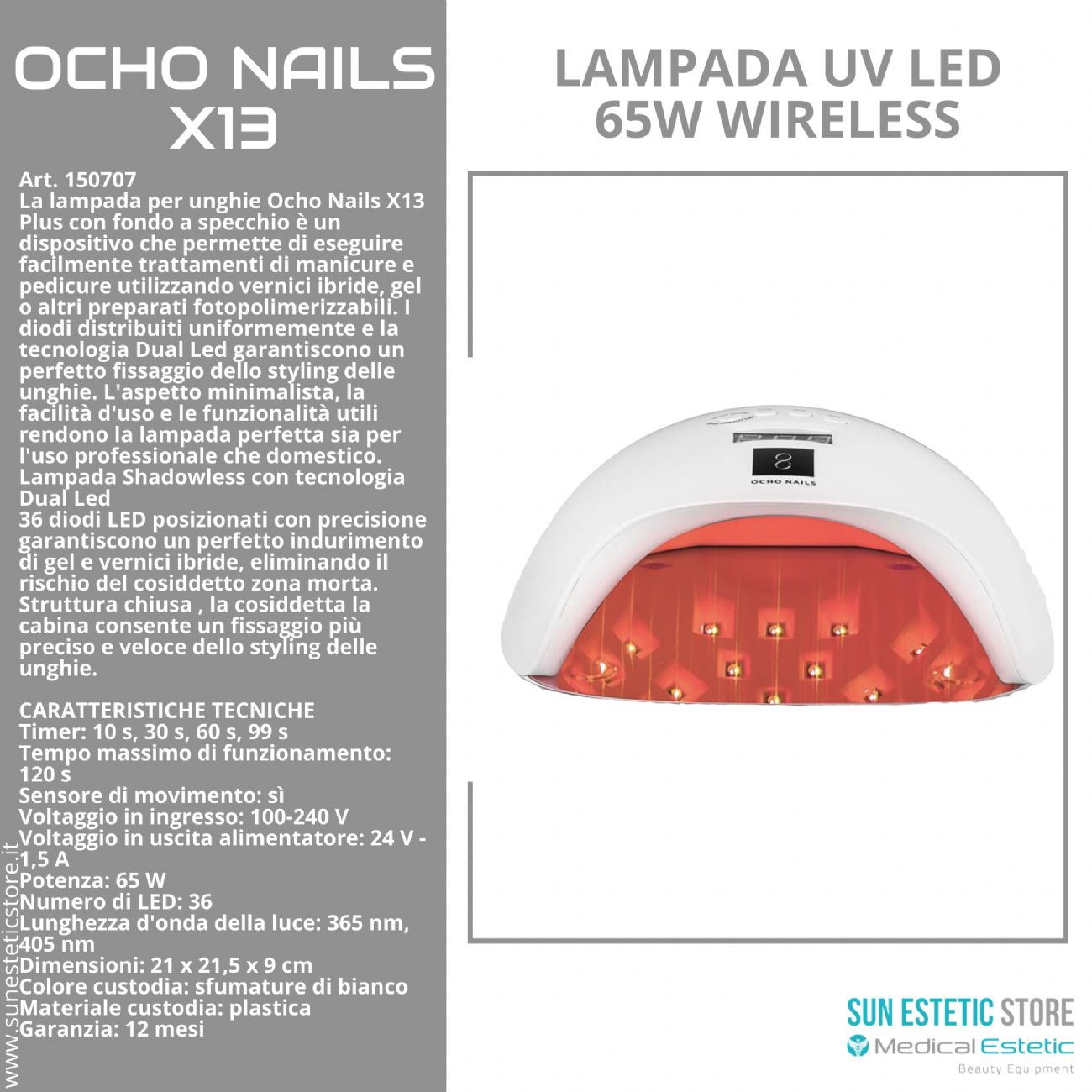 Ocho Nails X13 Lampada UV Led 65W nails