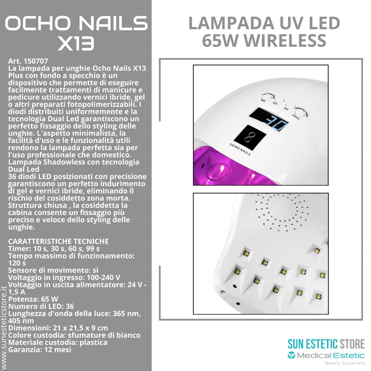 Ocho Nails X13 Lampada UV Led 65W nails