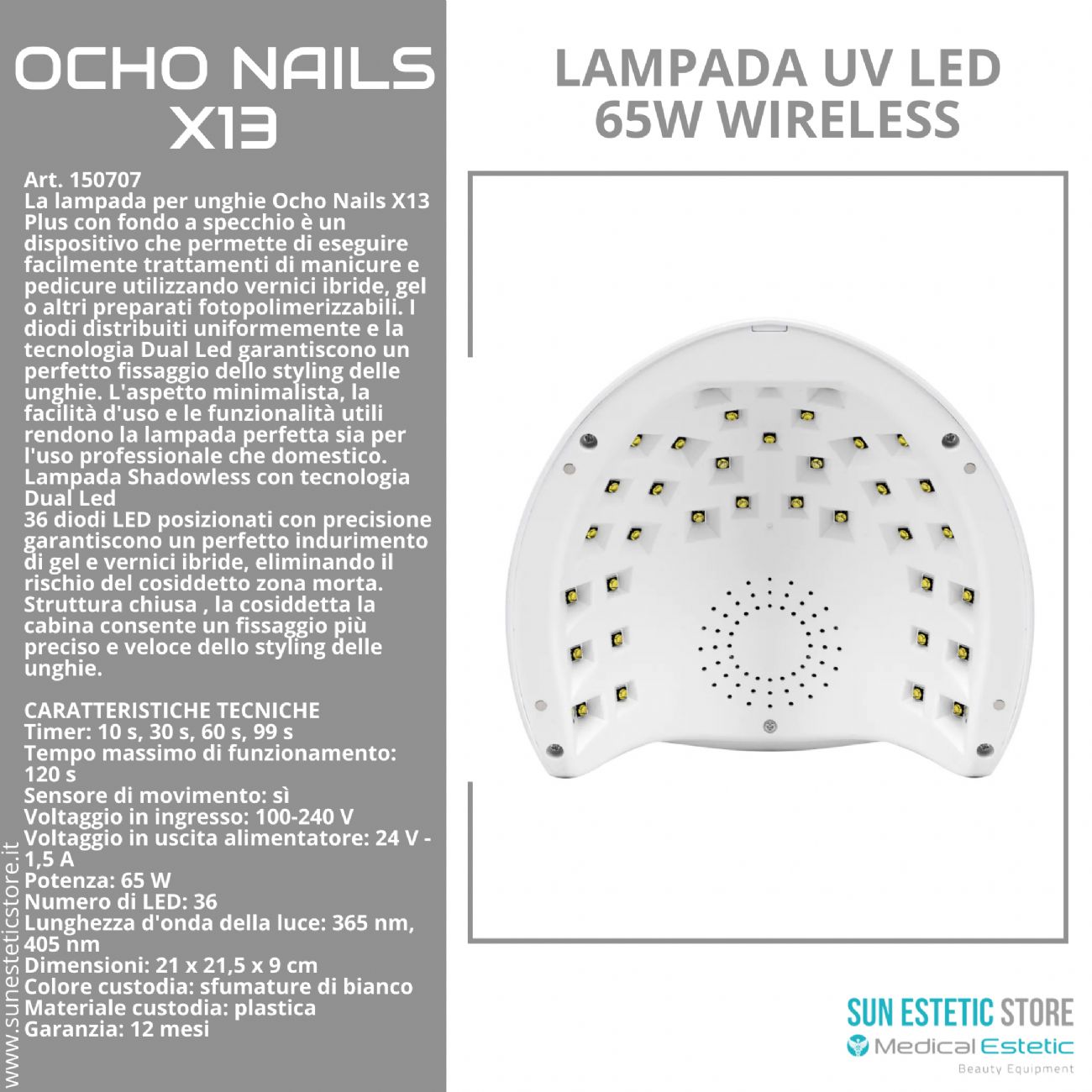 Ocho Nails X13 Lampada UV Led 65W nails