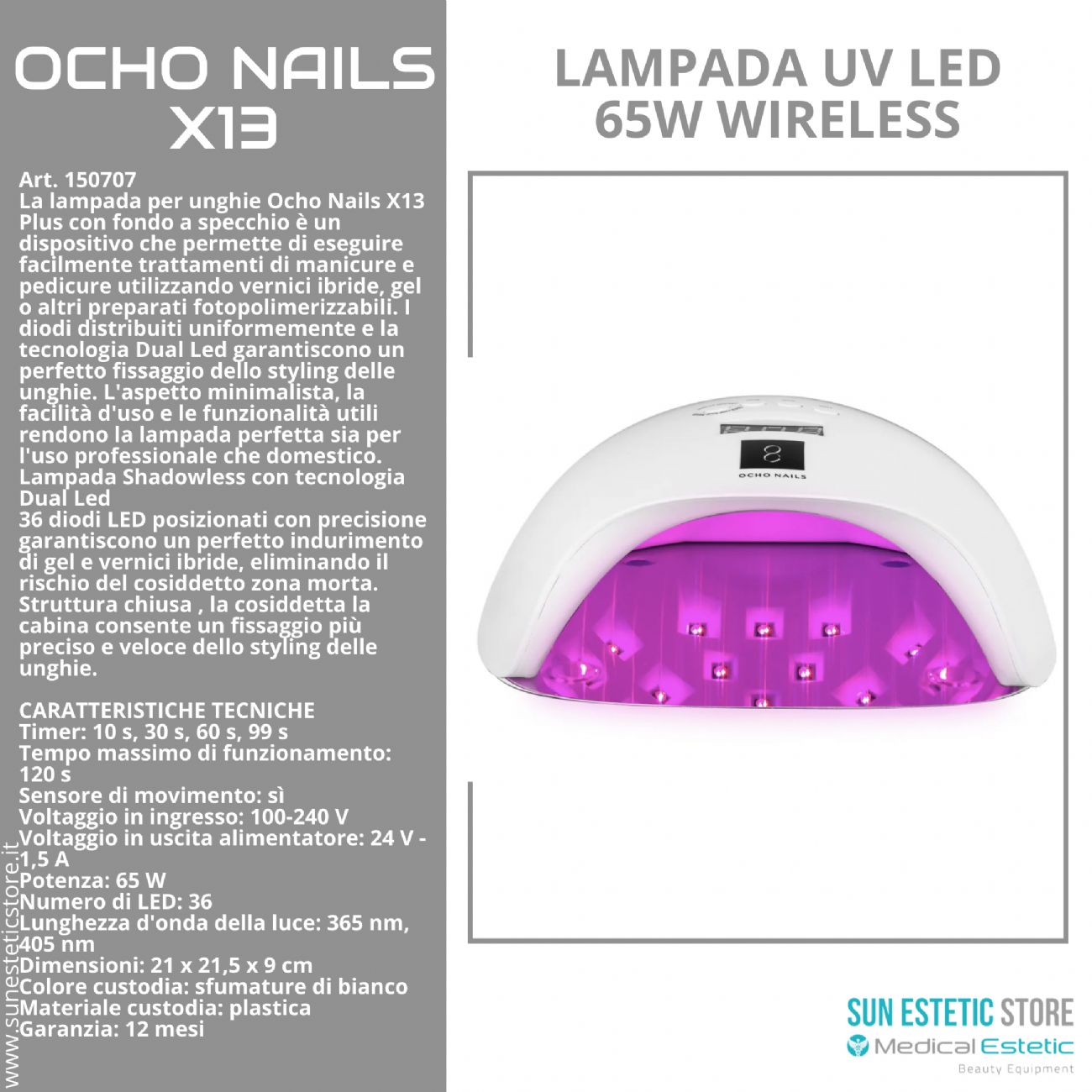 Ocho Nails X13 Lampada UV Led 65W nails