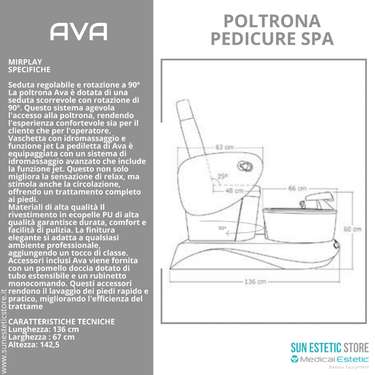 Ava poltrona pedicure Spa con idromassaggio