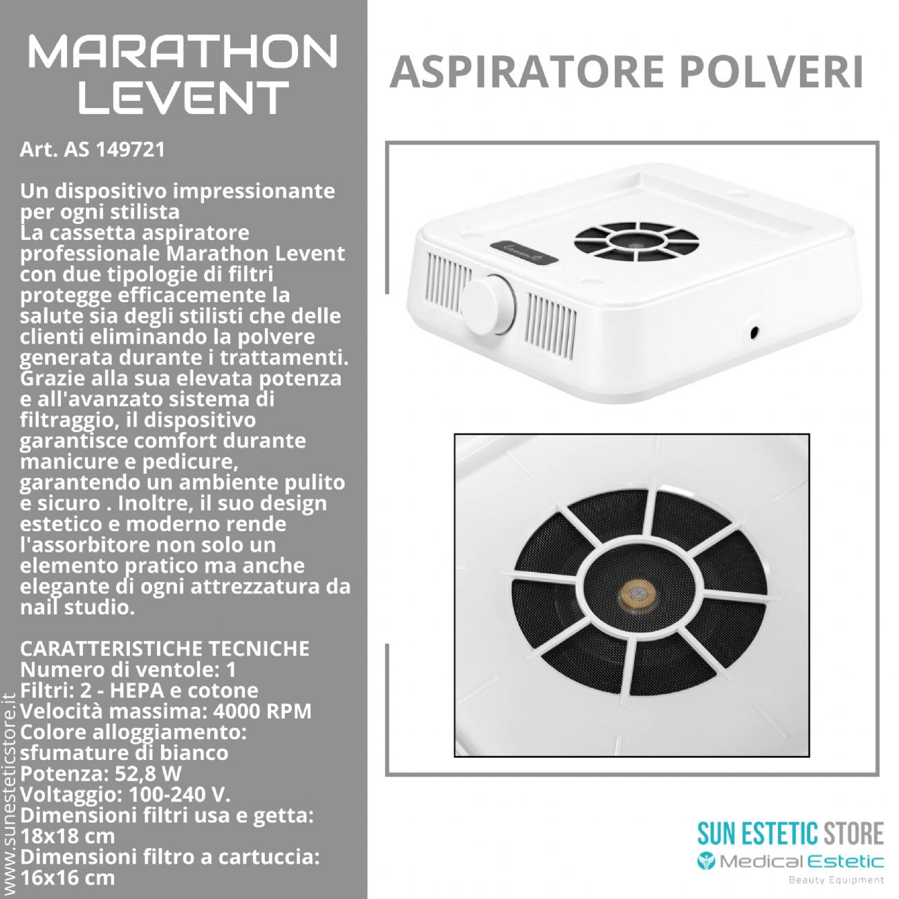 Marathon Levent Saeyang Aspiratore di polveri nails