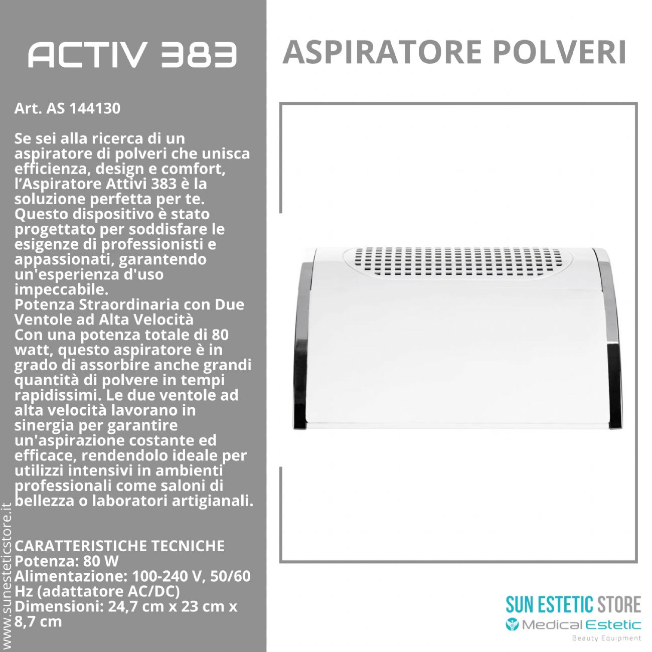 Activ 383 Aspiratore polveri manicure da tavolo