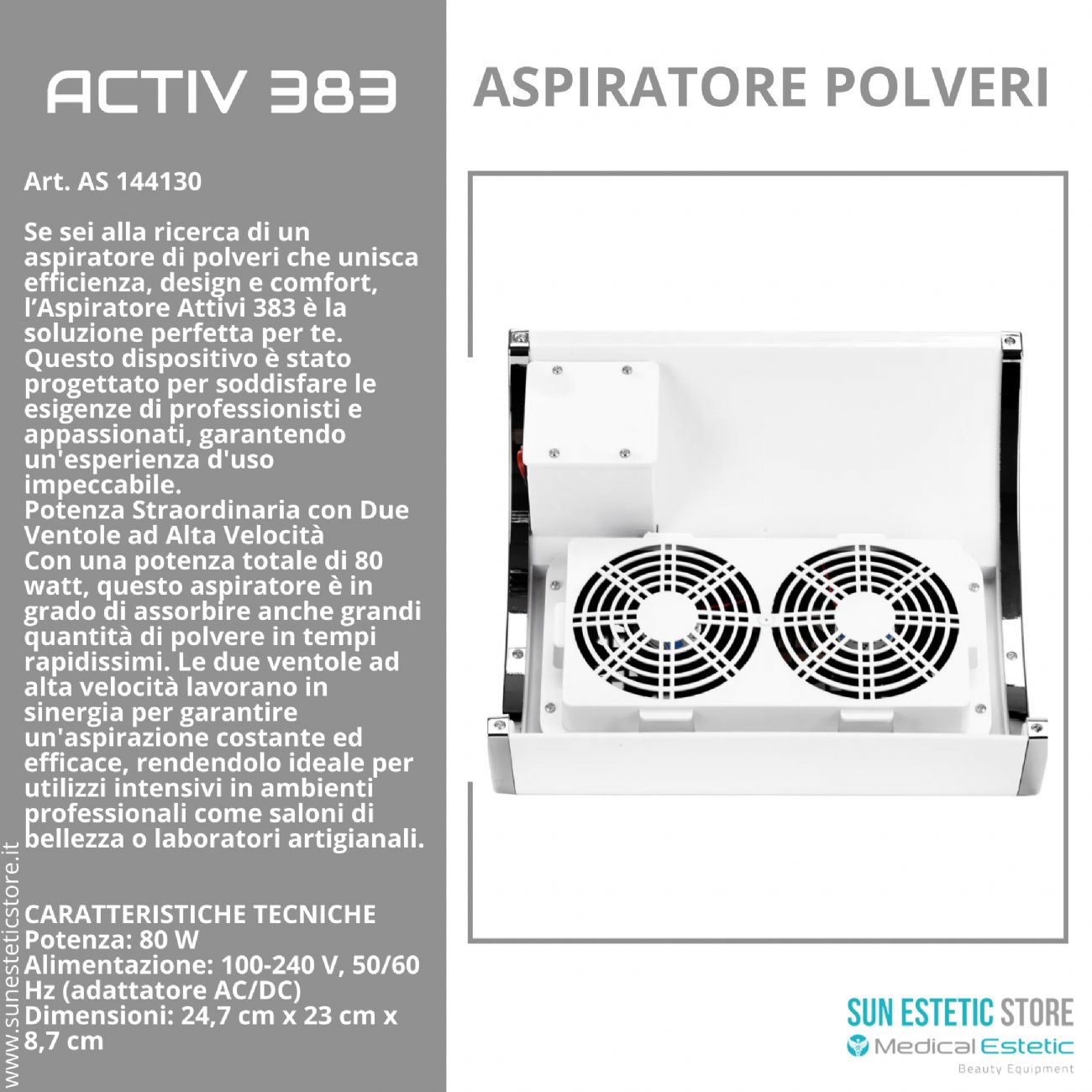 Activ 383 Aspiratore polveri manicure da tavolo