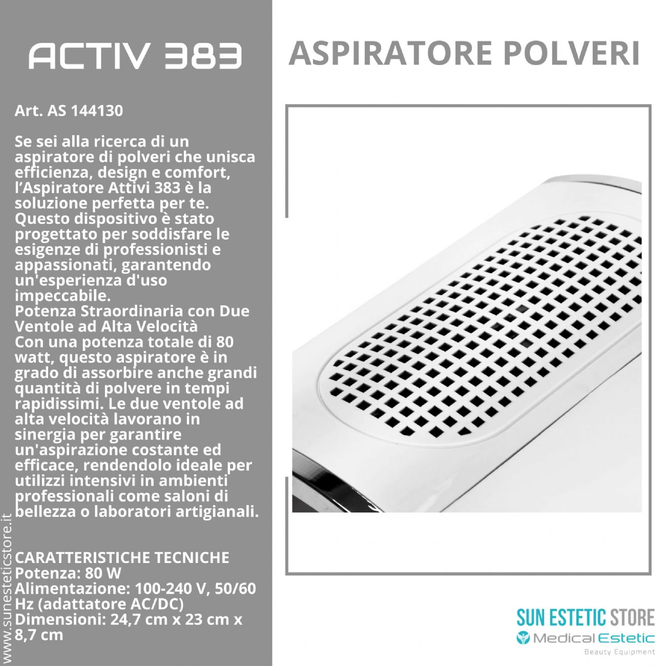 Activ 383 Aspiratore polveri manicure da tavolo