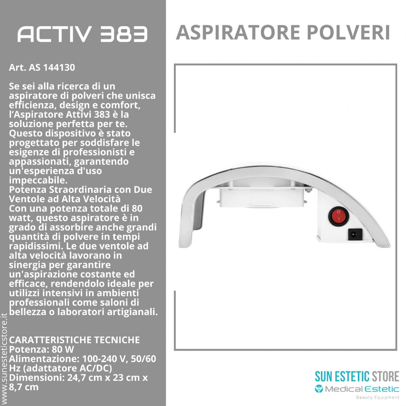 Activ 383 Aspiratore polveri manicure da tavolo