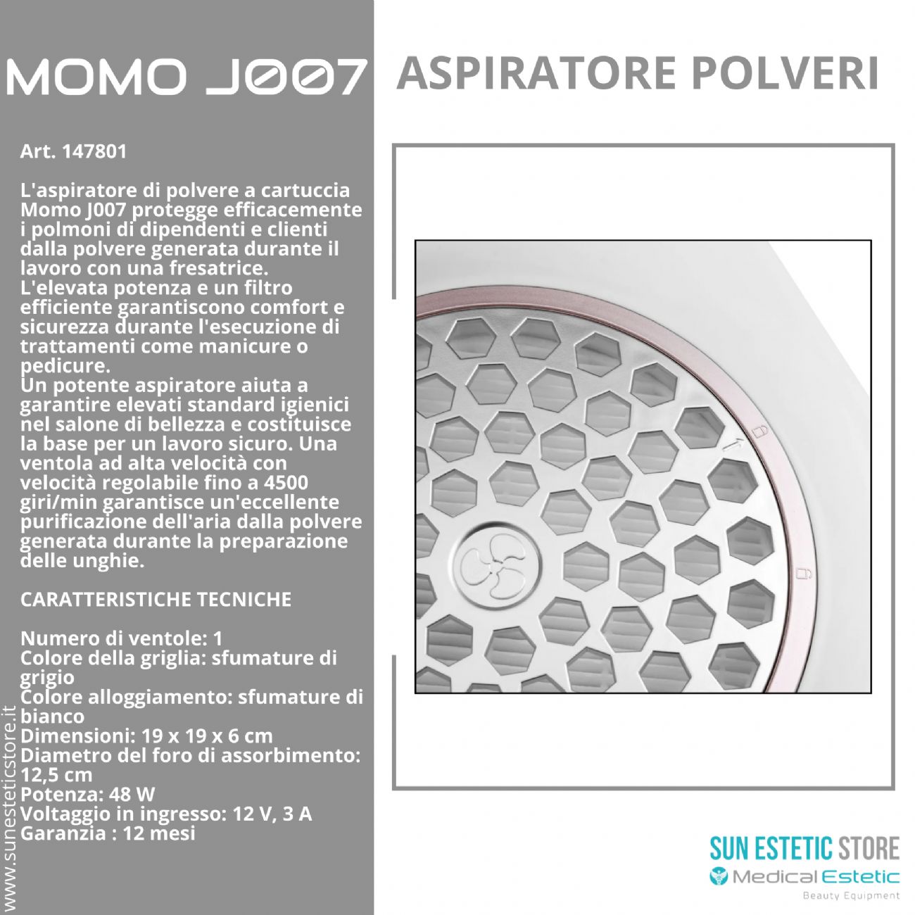 Momo J007 48W Aspiratore polveri manicure