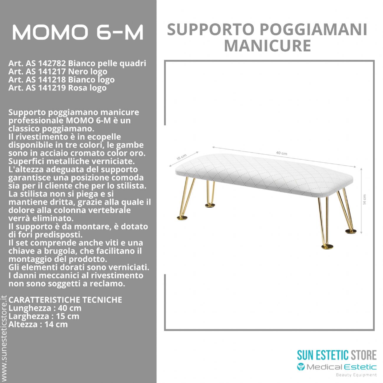 Momo 6-M Supporto poggiamani manicure