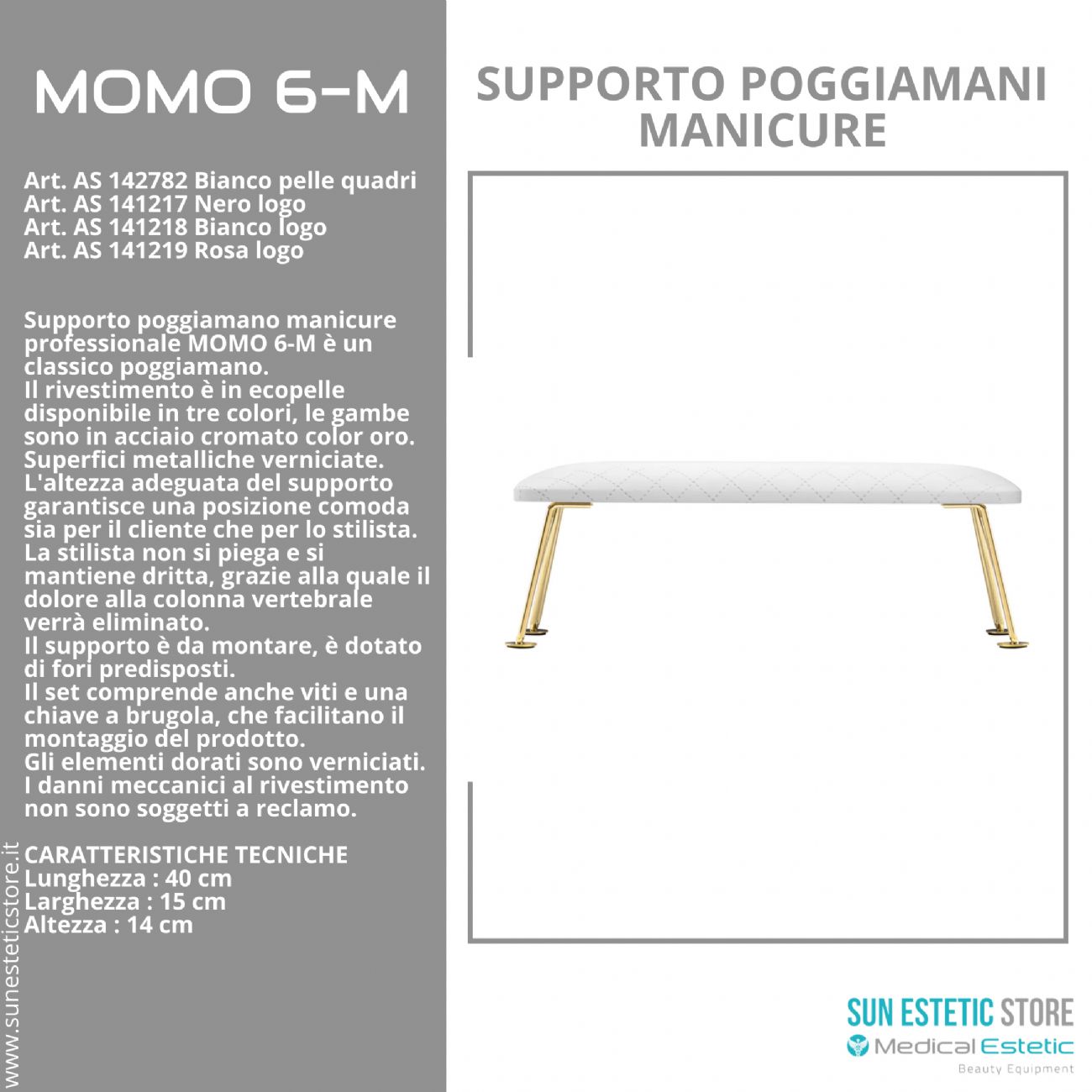 Momo 6-M Supporto poggiamani manicure