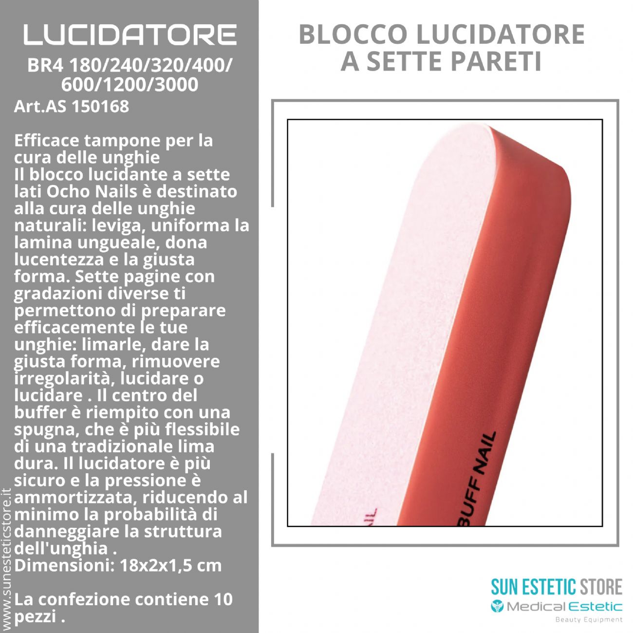 Lucidatore per Unghie Ocho nails a 7 lati BR4 180/240/320/400/600/1200/3000