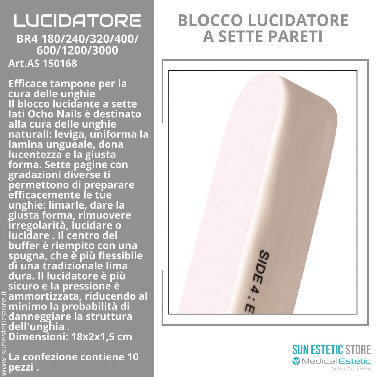 Lucidatore per Unghie Ocho nails a 7 lati BR4 180/240/320/400/600/1200/3000