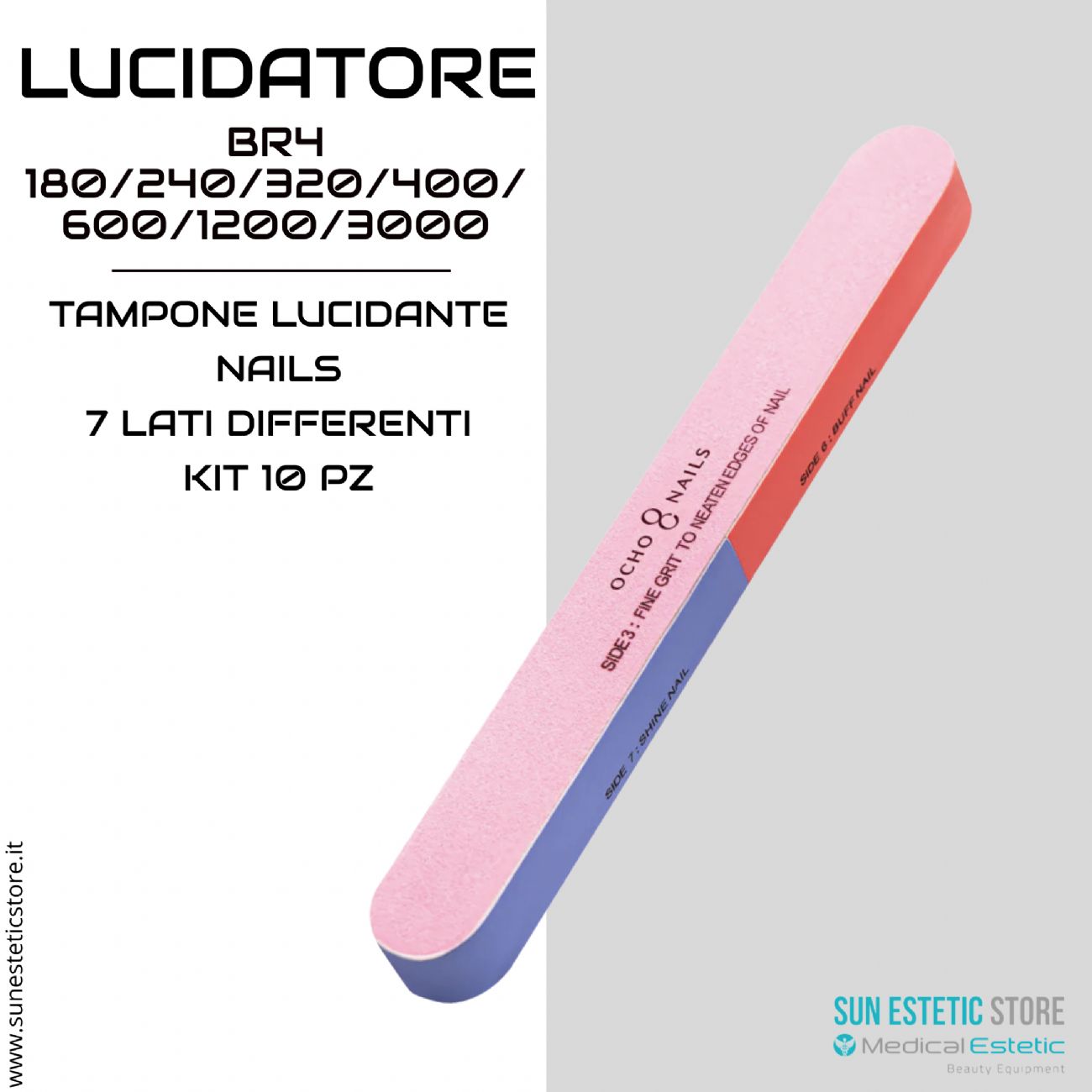 Lucidatore per Unghie Ocho nails a 7 lati BR4 180/240/320/400/600/1200/3000