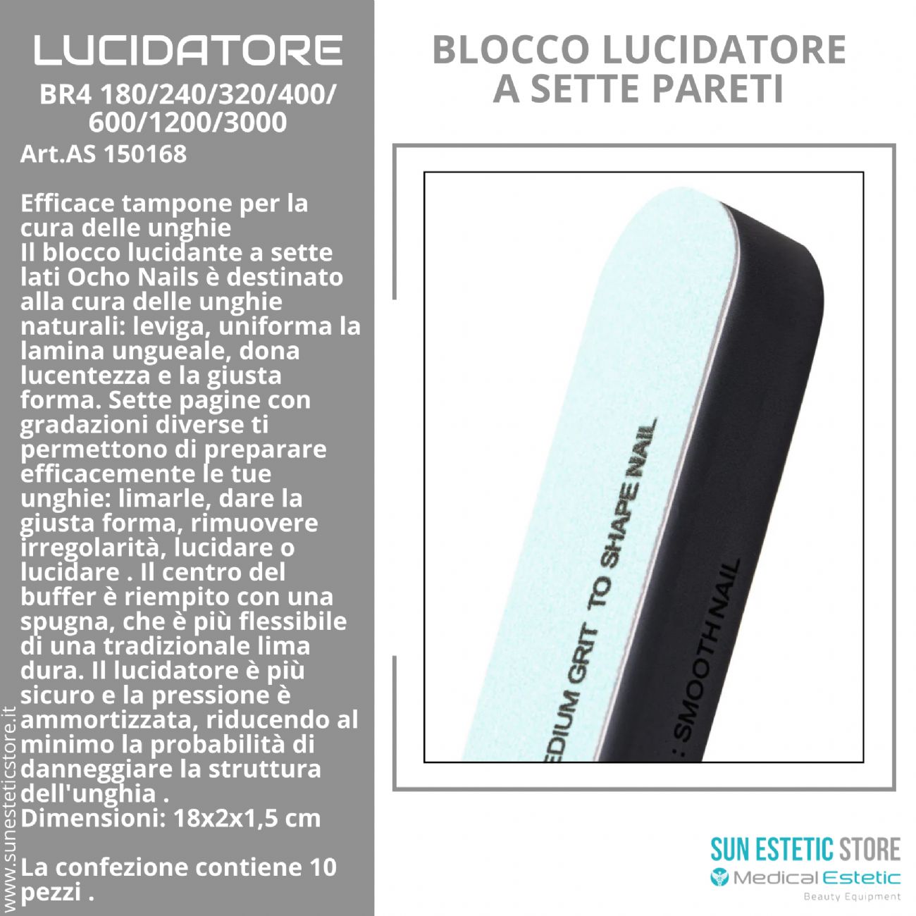 Lucidatore per Unghie Ocho nails a 7 lati BR4 180/240/320/400/600/1200/3000