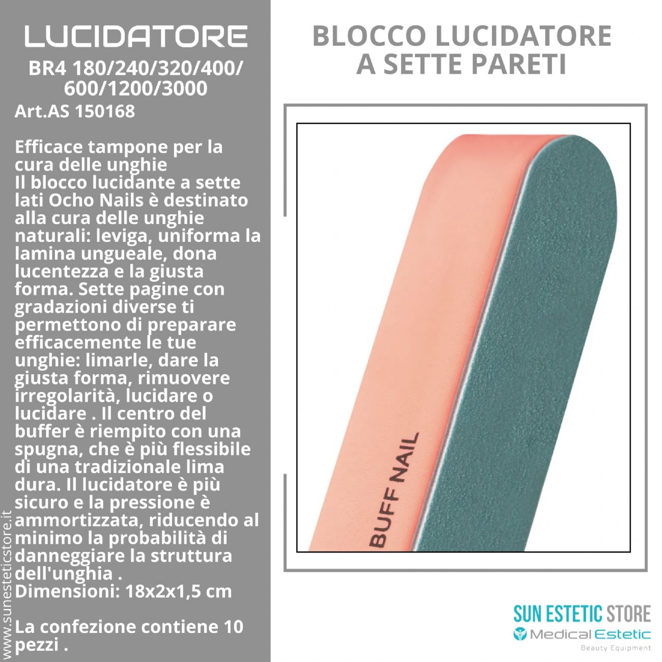 Lucidatore per Unghie Ocho nails a 7 lati BR4 180/240/320/400/600/1200/3000