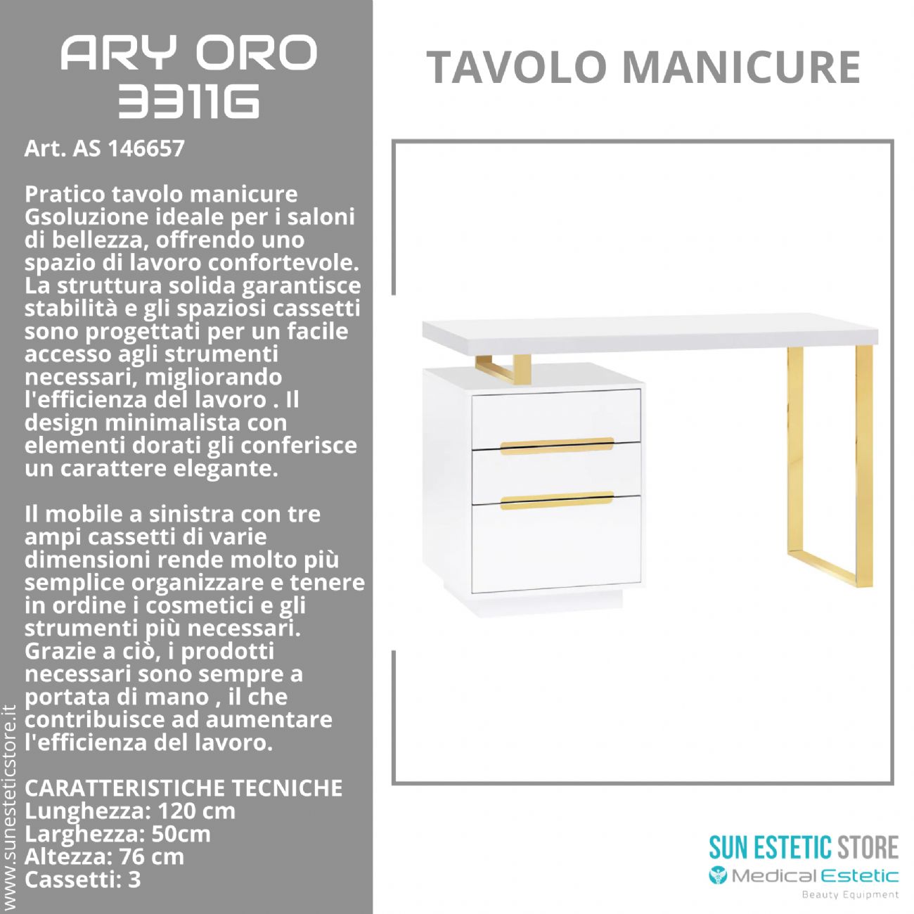 Ary Oro 3311G tavolo manicure nails