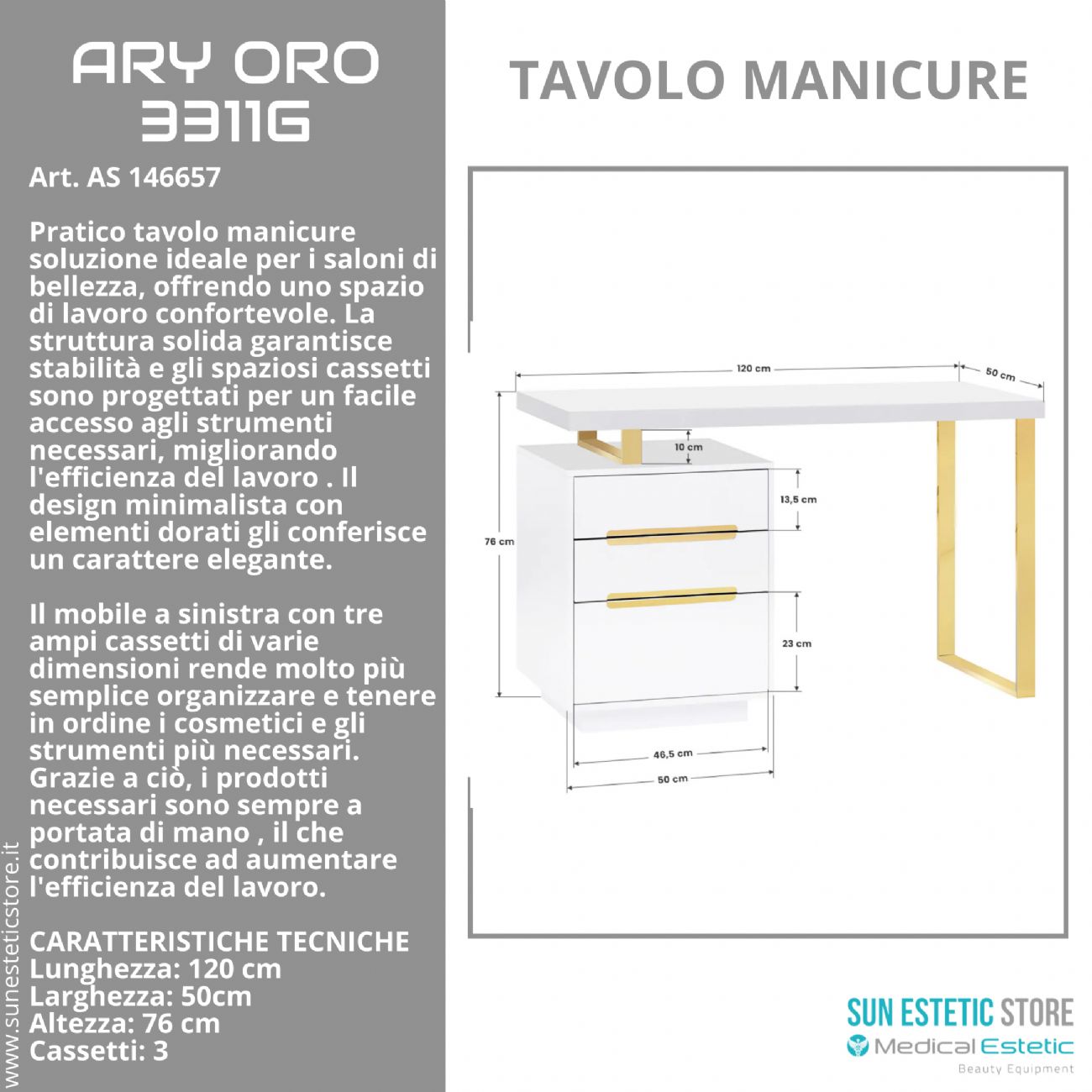 Ary Oro 3311G tavolo manicure nails